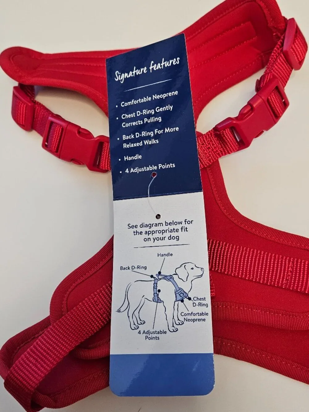 Top Paw Instant Comfort adjustable harness Nylon/mesh Red size S